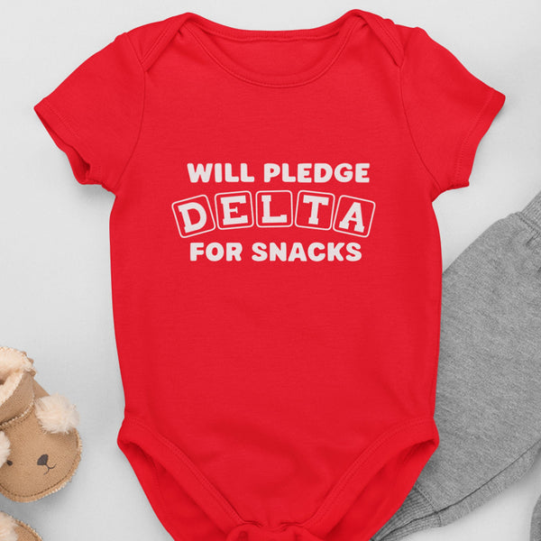 Will Pledge Delta For Snacks (Onesie) - Delta Sigma Theta