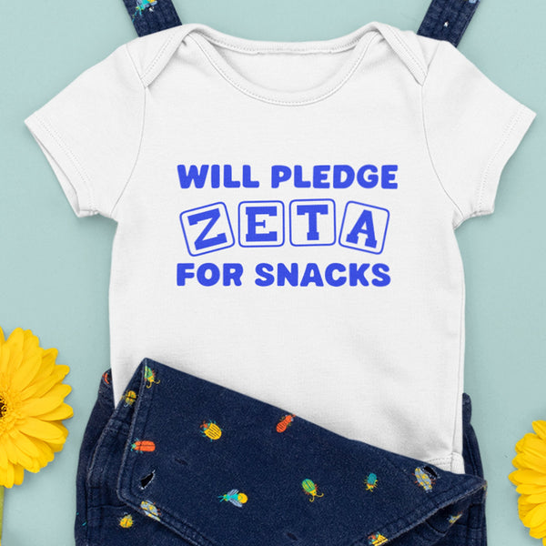 Will Pledge Zeta For Snacks (Onesie) - Zeta Phi Beta