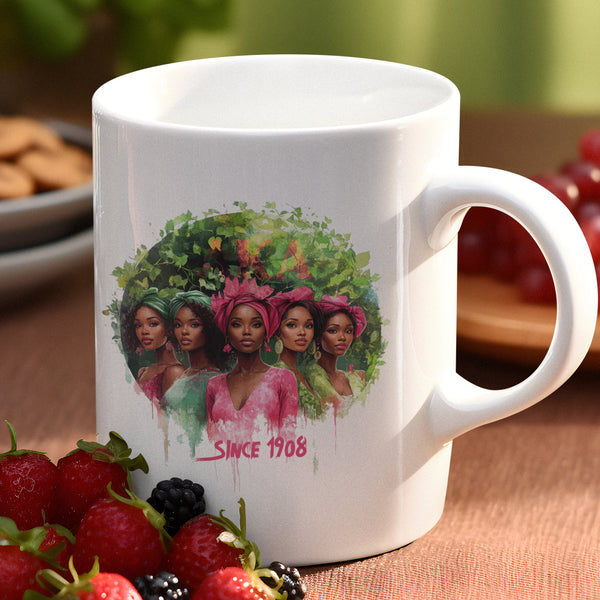 Alpha Kappa Alpha (1908)12 oz Ceramic Mug - Washable, Microwavable