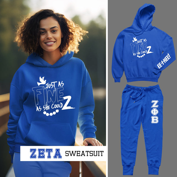 Fine As She Could Z -Zeta Phi Beta (Sweatsuit) - (Hoodie + Sweatpants)
