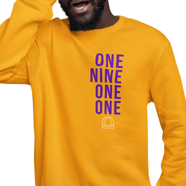 One Nine One One (Embroidered) - Omega Psi Phi (Men's Embroidered Sweatshirt)