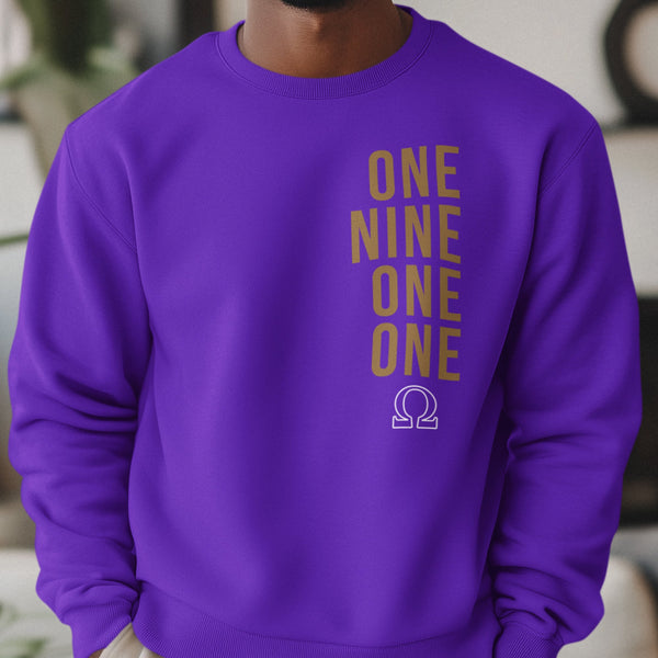 One Nine One One (Embroidered) Omega Psi Phi (Men's Embroidered Sweatshirt)